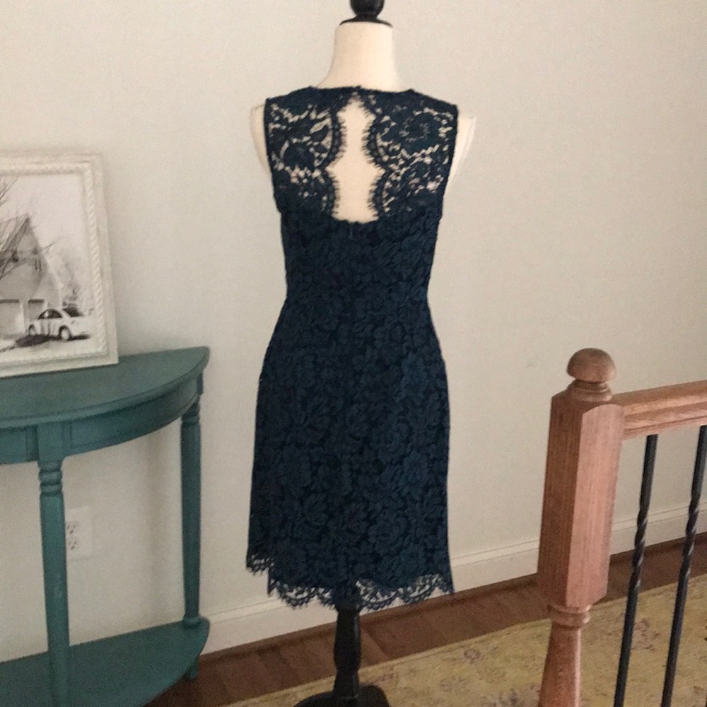 Dark teal and black lace dress